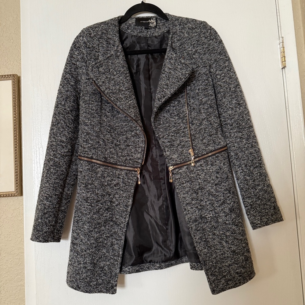 Attentif Charcoal Zipper Coat
